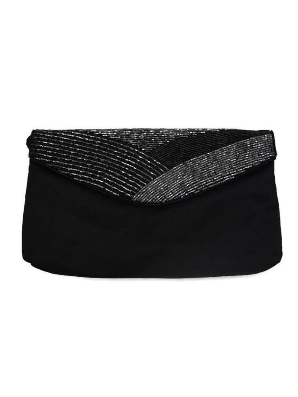 Cadaz Black Beaded Evening Bag Crossbody Clutch Flap Design Rope Prom Formal - Picture 2 of 9